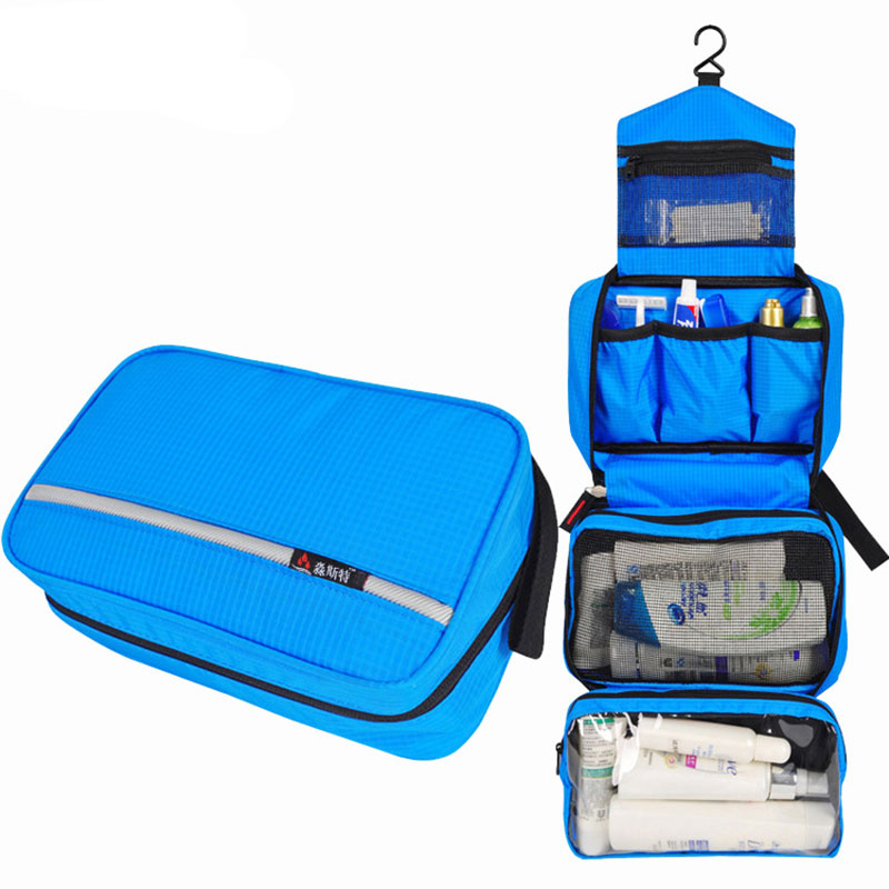 Klsyanyo Multi-funktionale Wasserdichte Kompakt Hängen Kosmetische Reisetasche Toiletry Neceser Waschen Tasche Make-Up Necessaire Organizer: Blue