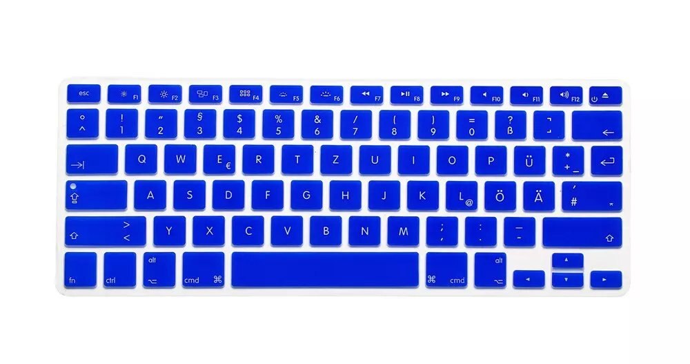 Tysk us enter version tastatur cover beskytter til apple macbook air 13 pro retina 13 '' 15 ''  a1466 a1502 a1398 a1278 a1286: Blå