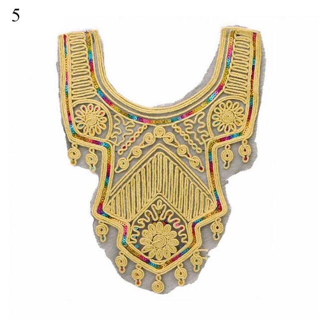 Kobiety dekolt haftowane szyi wykończenia koronki fałszywy kołnierz etniczne z pałąkiem na szyję Collarband szycia na łaty robić naszycia DIY Wykonany ręcznie wykończenia: 5
