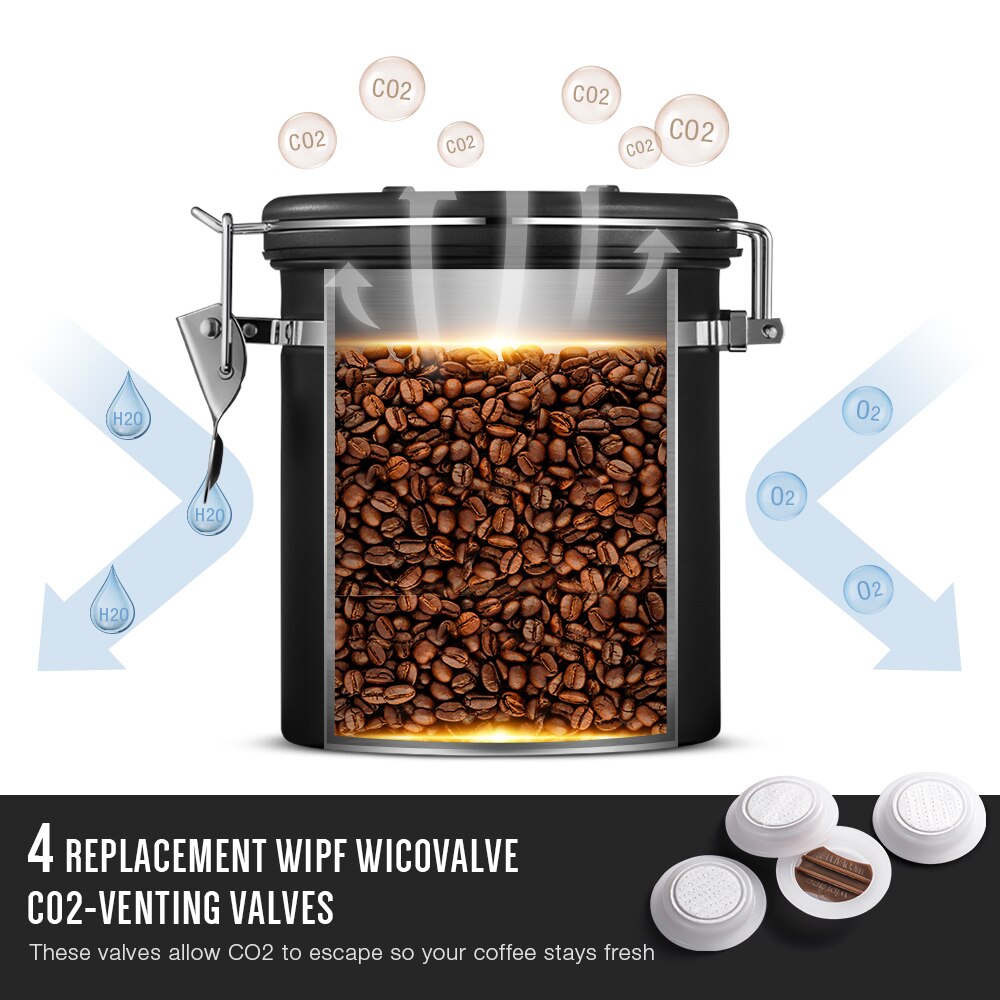 Coffee Canister With Scoop Airtight Coffee Container Stainless Steel Storage Canister Set For Coffee Beans Tea 22oz 660g