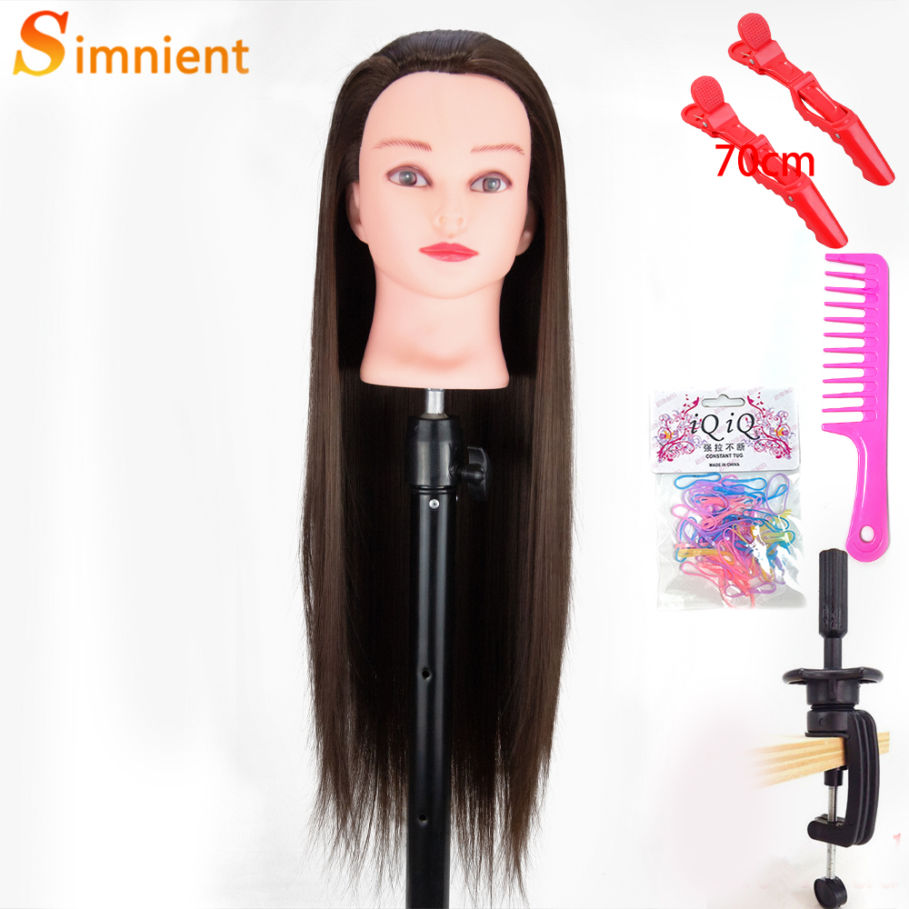 70Cm 100% High Temperature Fiber Blonde Hair Mannequin Head Training Head For Hairstyles Braid Hairdressing Manikin Doll Head: WHITE
