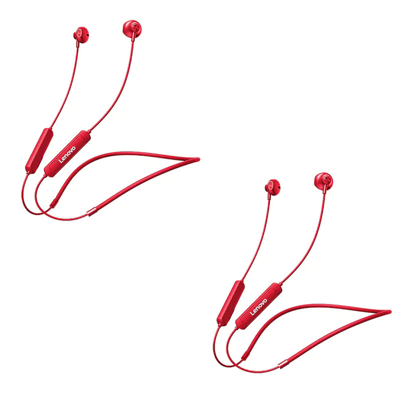 Lenovo-auriculares inalámbricos SH1 originales, cascos con Bluetooth 5,0, IPX5 resistentes al agua, magnéticos, con banda para el cuello, deportivos: 2pcs red