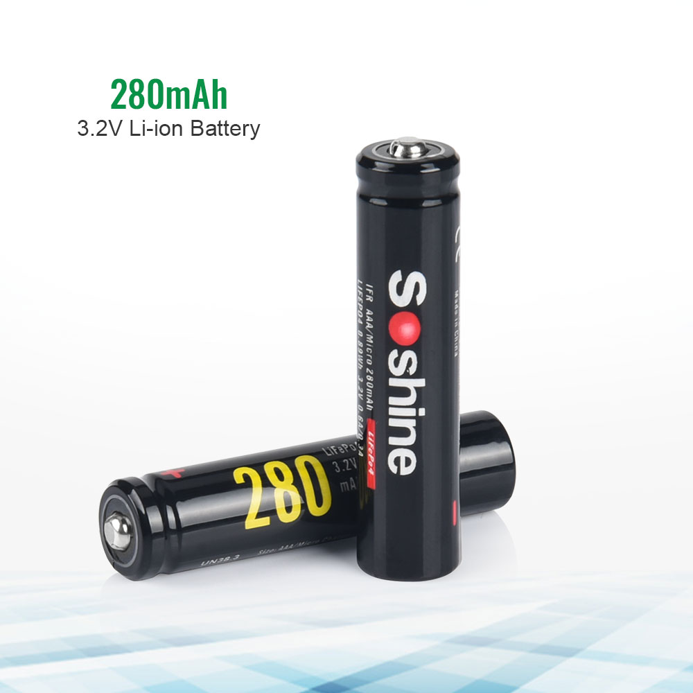 Soshine 4/8/12 sztuk AAA 10440 LiFePO4 bateria 3.2V 280mAh akumulator latarki kamera golarka ogniwa bezprzewodowa mysz zabawka