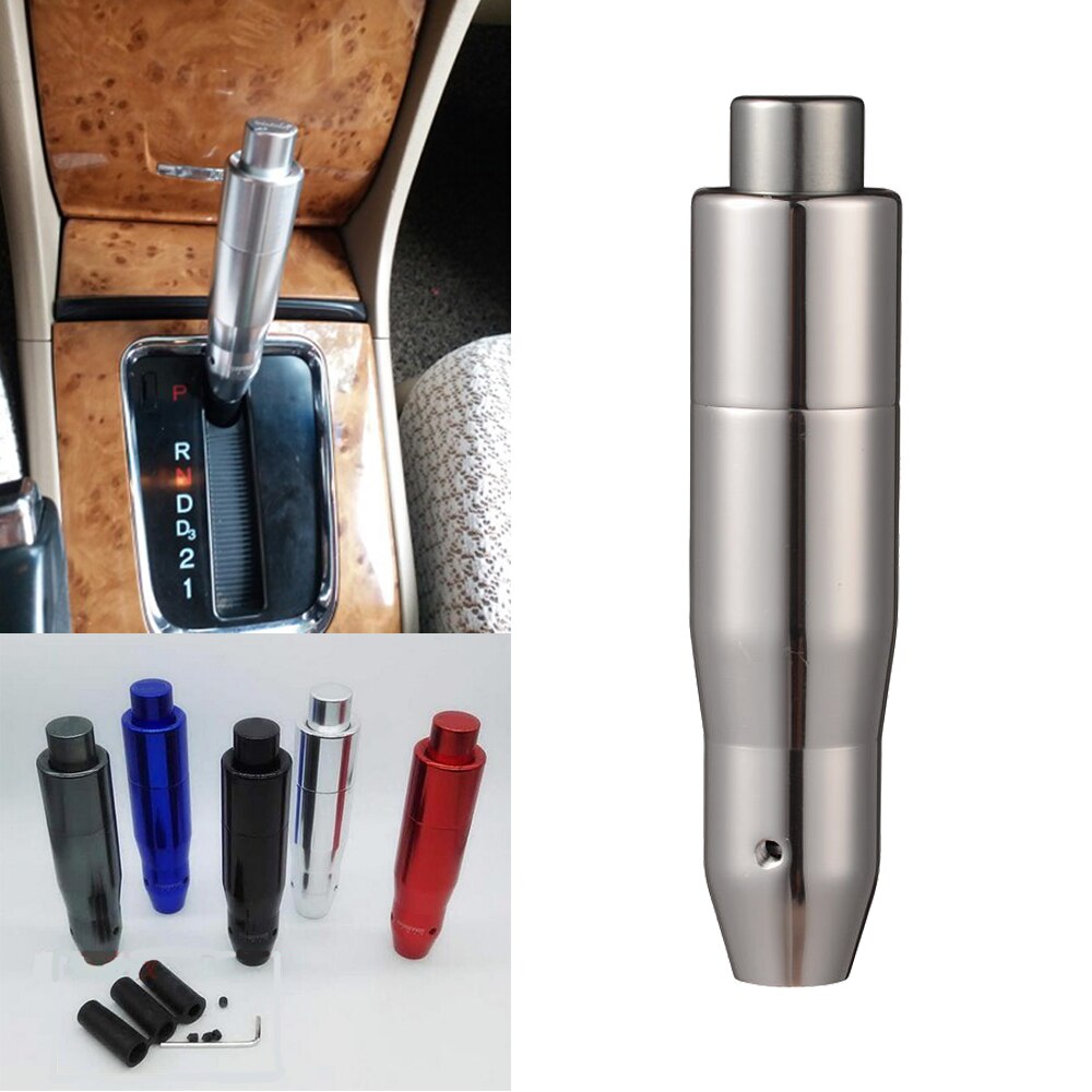 thumbnail image 2 of BCSMMCAR CB980 Automatic Shift Knob – Aluminum + Leather – Black – Universal W/ 3 Adapters – 1-Yr Warranty 2 of 5
