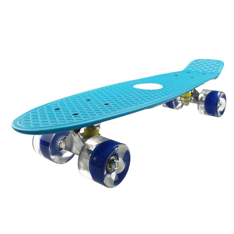 SEWS-patineta de 22 pulgadas de cuatro ruedas, Mini Longboard de Color Pastel, monopatín con ruedas intermitentes LED, Retro: Blue