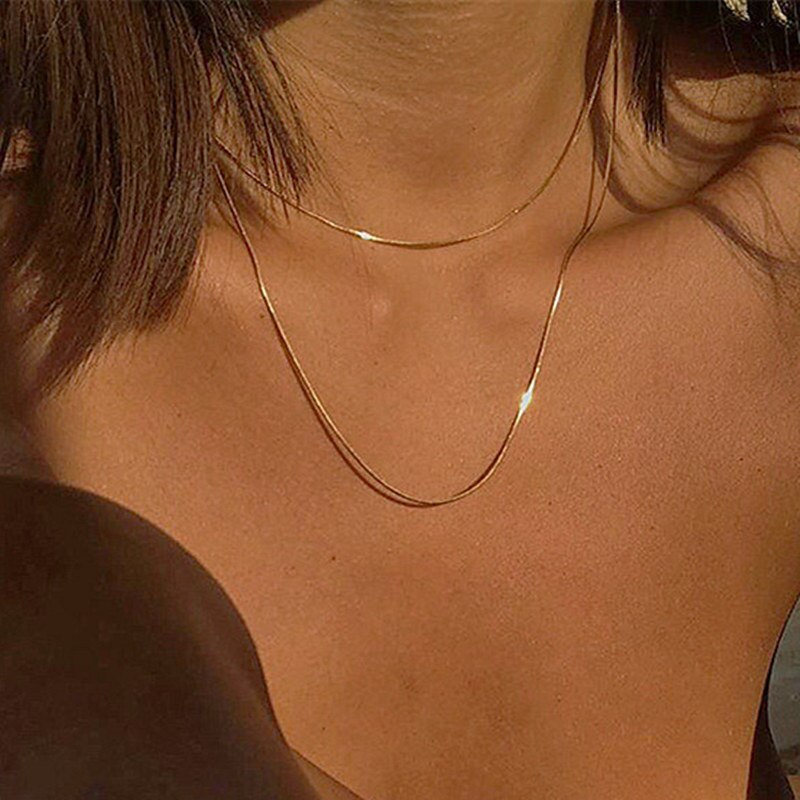 17Km Trendy Goud Kleur Snake Collier Voor Vrouwen Mannen Punk Multilayered Collier Sieraden: 5300001