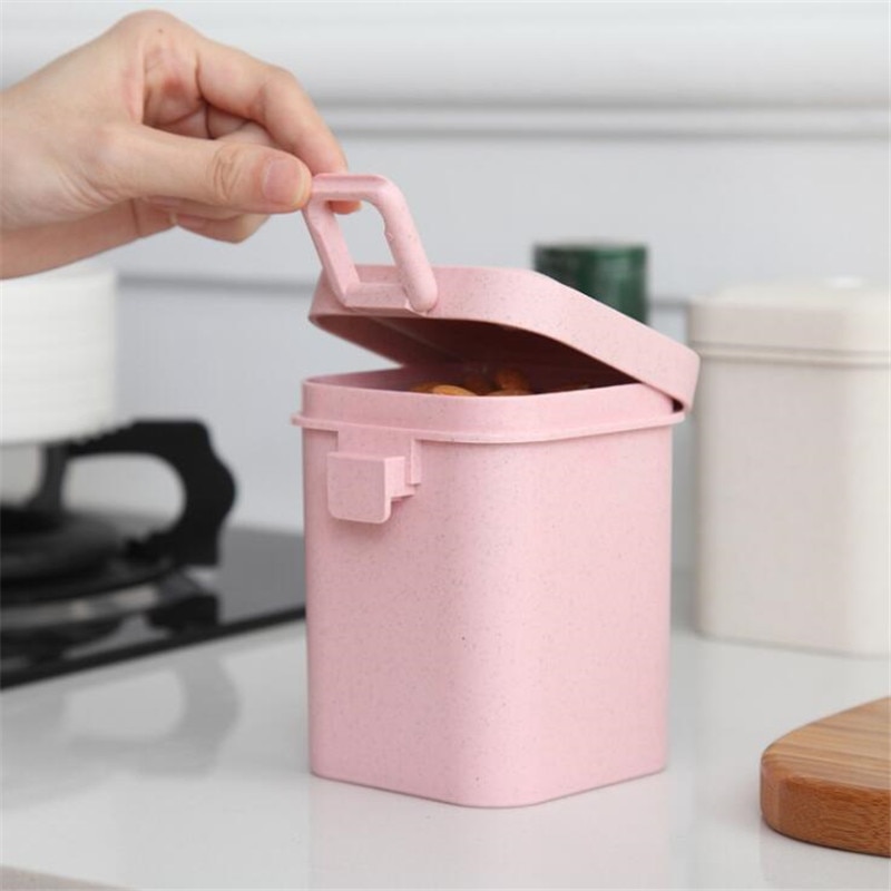 Taza de sopa de paja de trigo Multicolor Anti-escaldado microondas cuadrado hebilla sellada sopa tanque cocina vajilla