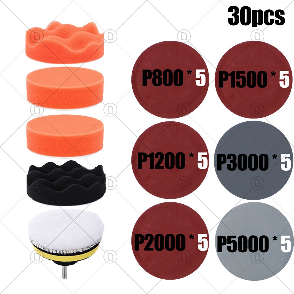 3 Inch Car Polishing Kit Polish Pad Car Polish Buffing Pad Abrasive Disc Sponge Foam Pads Polisher For Headlight Refurbish: 7