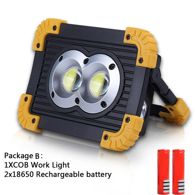 Powerful 200W 2 COB LED Work Light Handheld Searchlight Waterproof Spotlight Portable Work Lamp Emergency Light: Package B