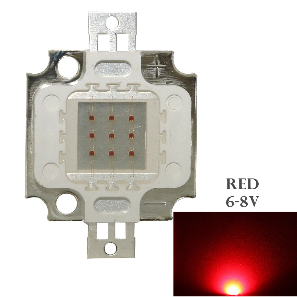 2pc fuld effekt 10w kobberramme med siliverende integreret led chip 9-12v rgb led modul med lyserød fuld speturm til projektør: Rød 6-8v