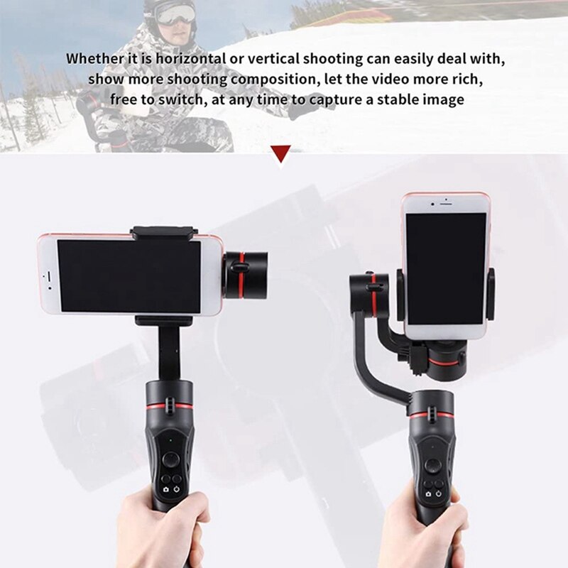 H2 3 Axis Handheld Gimbal USB Charging Video Record Universal Adjustable Direction Smartphone Stabilizer with Stand