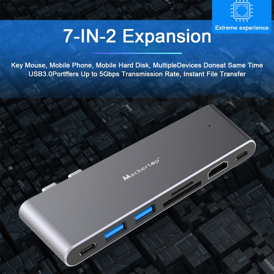 Tipo c adaptador para macbook pro, 7 em 2 multiport usb c hub compatível com macbook ar, macbook pro 2020-2016 13 "16"