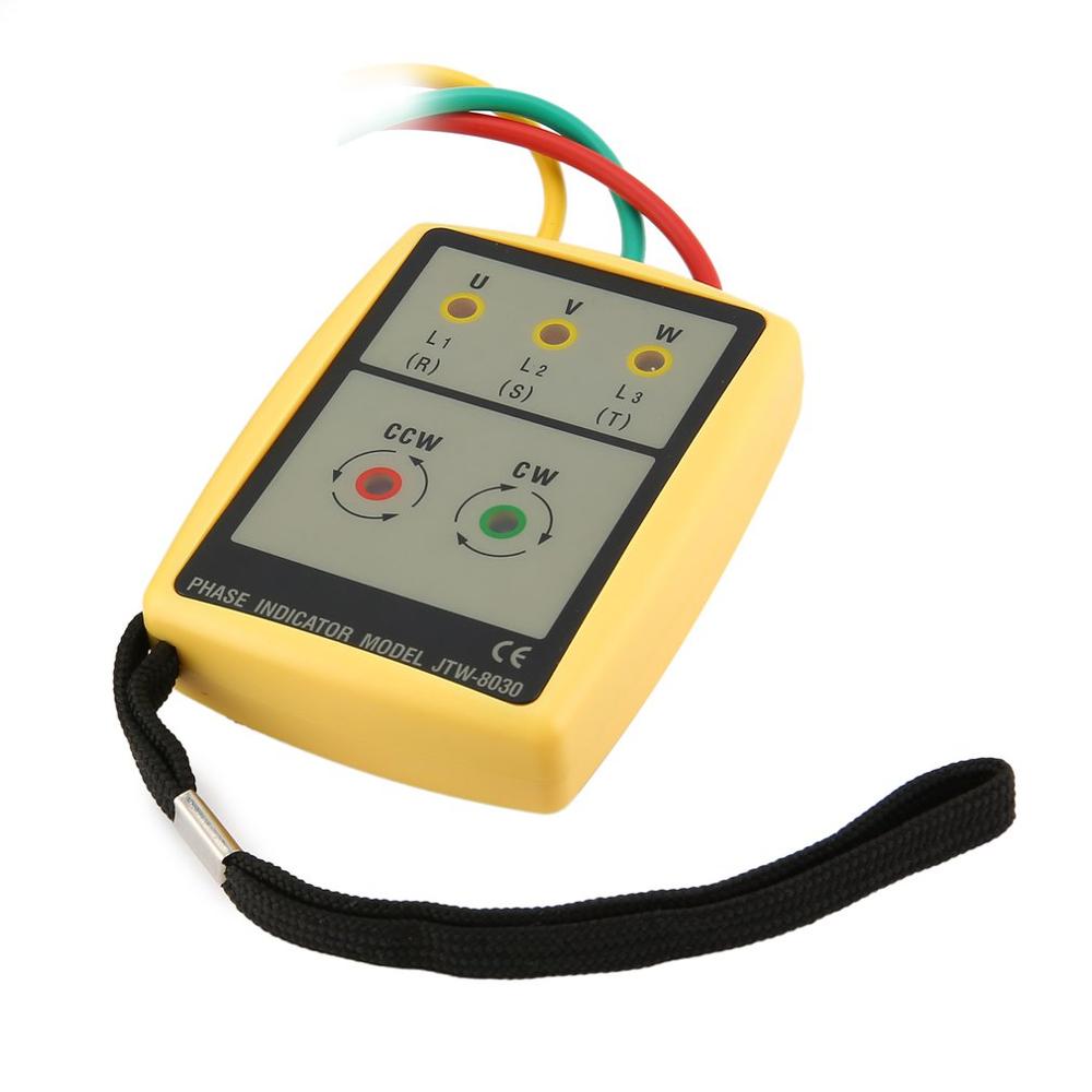 Portable 3 Phase Sequence Meter Multimeter Presence Rotation Tester Phase Indicator Detector Meter LED Buzzer JTW-8030