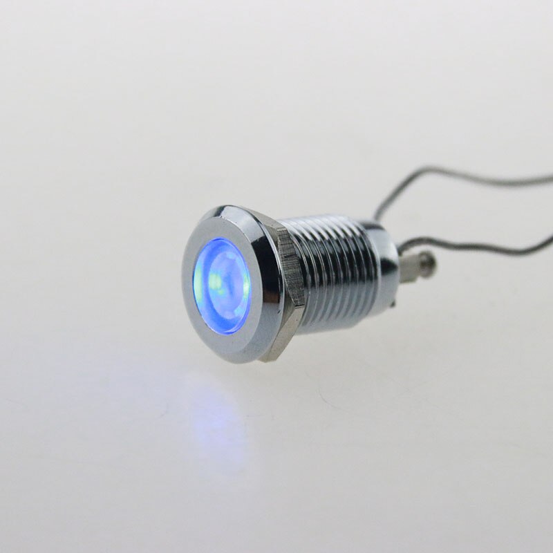 10 PCS LED metal lamp 16 mm metal light warning car light 220v waterproof Red green yellow blue and white: blue