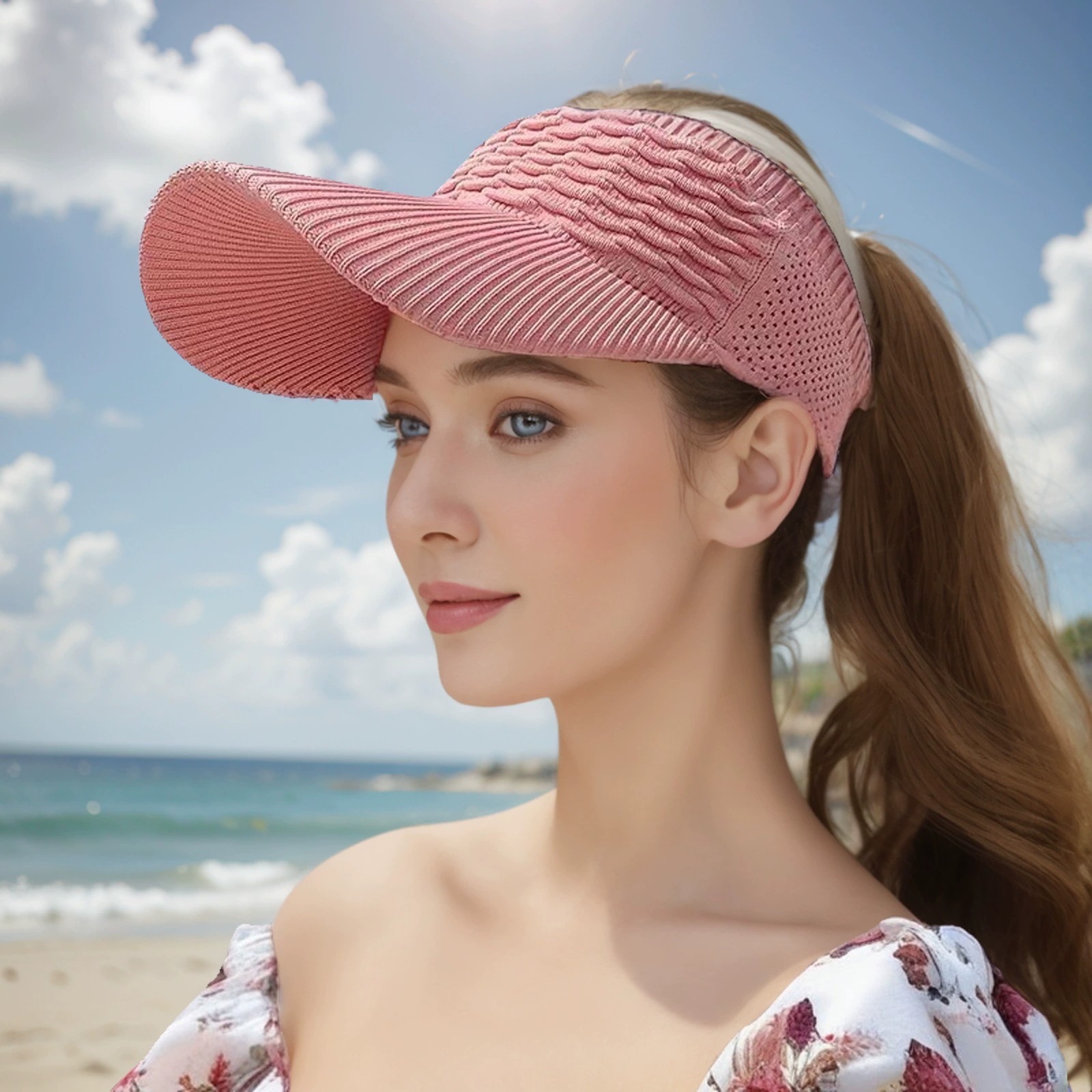 1pc Women Anti-UV Sun Hats Breathable Adjustable Empty Top Visor Caps for Tennis Golf Running Travel Beach Sport Outdoor Hat