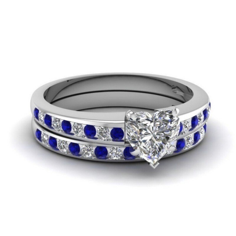 Mode Product Populaire Ingelegd Blue Zircon Engagement Ring
