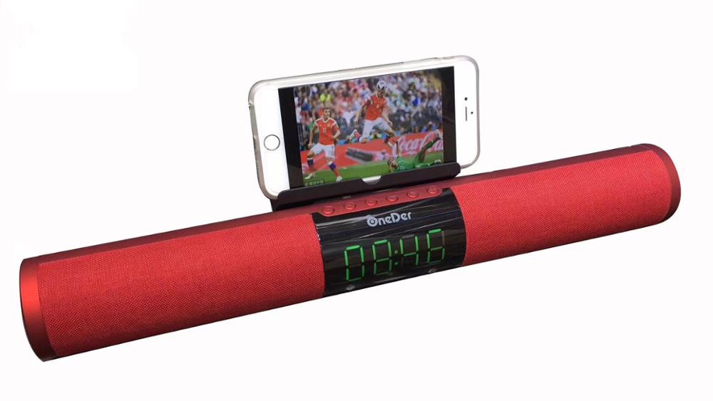 Bluetooth Boombox Subwoofer speaker 20W soundbar TV Alarm Clock Display Bookshelf Speaker Column Loudspeaker TF/Aux for Computer: Red