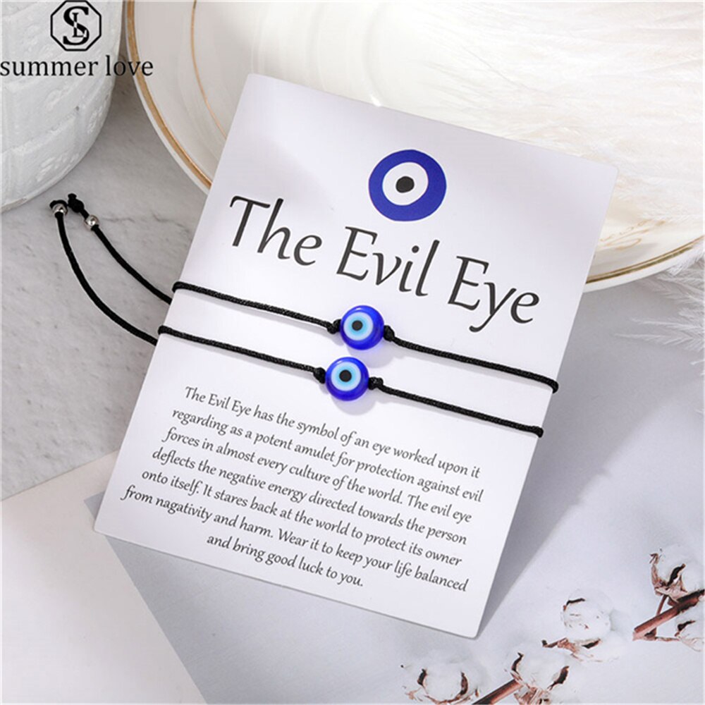Classic Amulet Evil Nazar Eye Charm Bracelet Red Black String Rope Braided Friendship Bracelets for Women Statement Jewelry