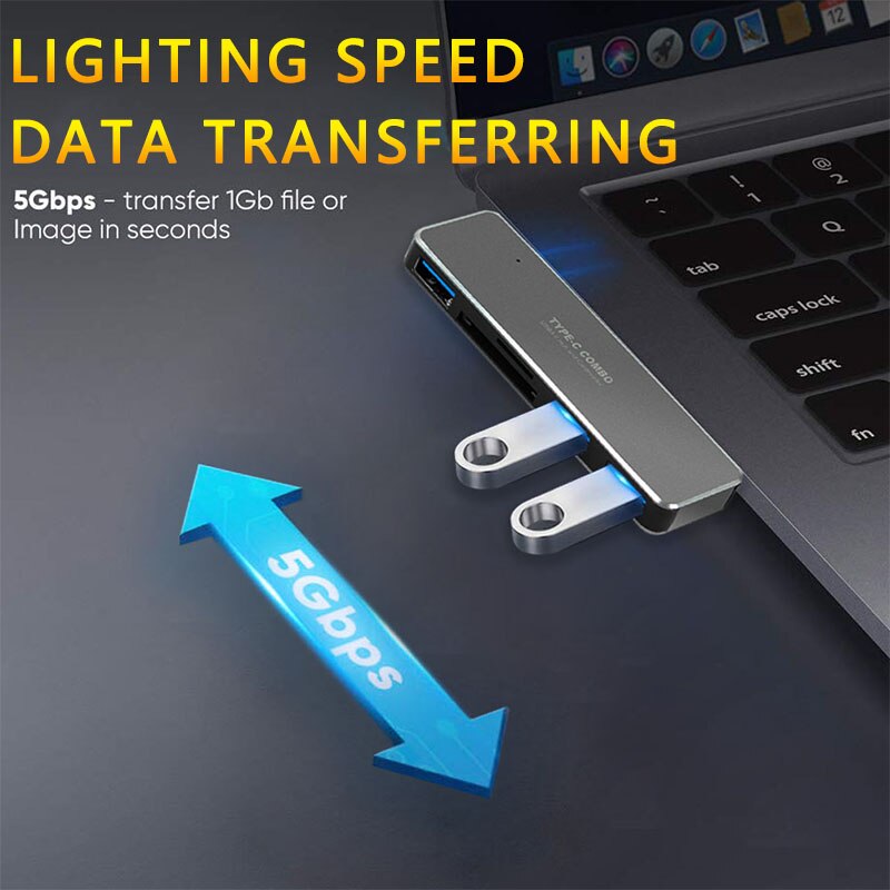 USB Hub Dock Station Typ C zu 3 USB 3.0 TF SD Kartenleser USBC Typ-c Adapter für Laptop macBook Pro Air Thunderbolt 3