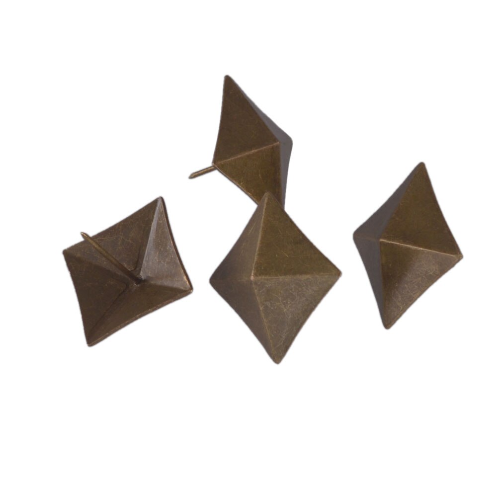100 Uds clavos de latón bronce Vintage reemplazos cuadrados antiguos tachuelas de tapicería pernos piramidales