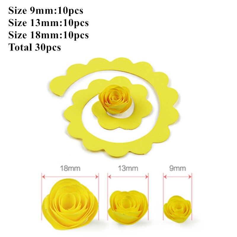 30pcs Multi Size Rose Flower Quilling strisce di carta Craft Make Paper Flowers Kit per Scrapbooking Quilling Paper Set: Yellow