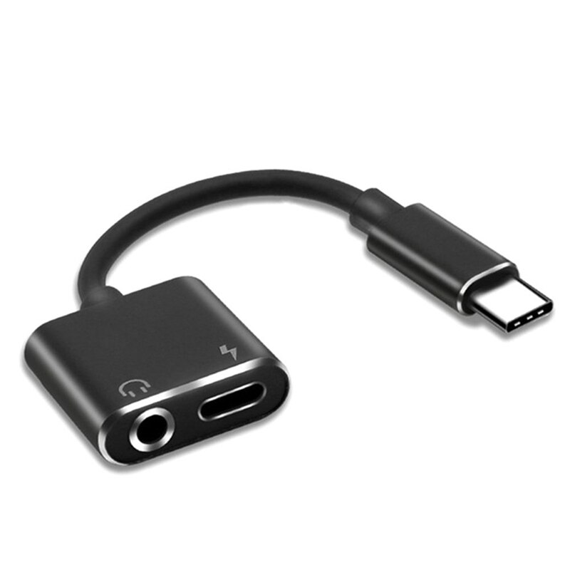 Heißer 2 in1 Typ-C zu 3,5mm Kopfhörer Jack Adapter/Stecker Ladegerät, kopfhörer Aux Audio &amp; Lade Adapter schwarz