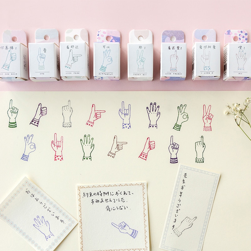 Sello de goma de madera para decoración de series de gestos Vintage de XINAHER, sellos para álbum de recortes, papelería, sello estándar para manualidades DIY