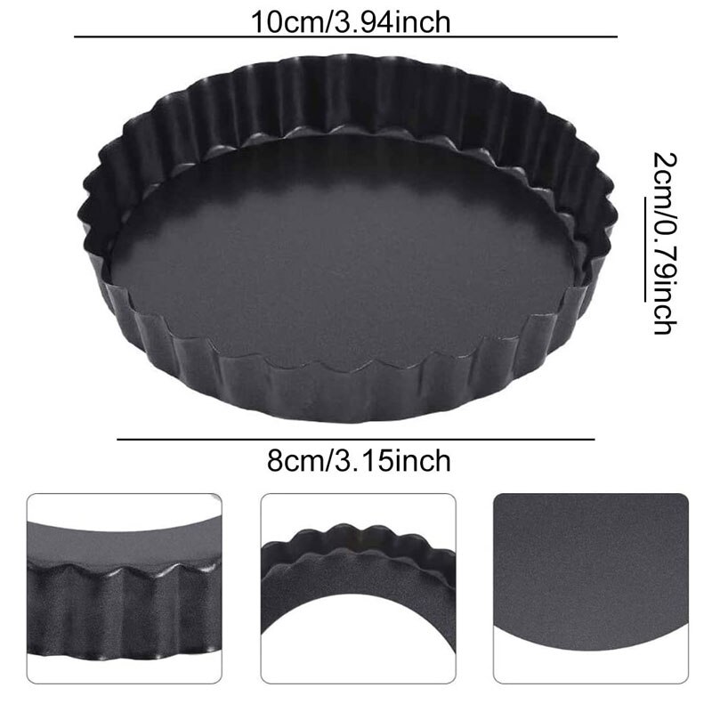 Non-Stick Mini Quiche & Tart Pan Set - 4 Loose Base Tins, 10cm, Perfect For Individual Bakes - View #3