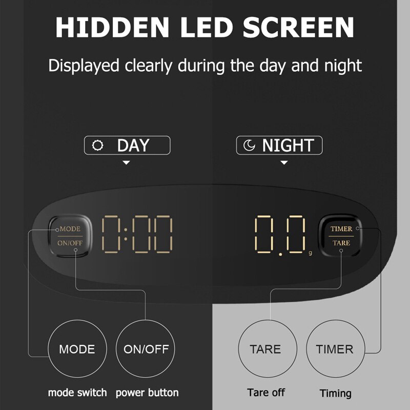 Elektronisk smart led digital kaffevægt med timer til espresso pour over hånd dryp bryg kaffe automatisk timing barista værktøjer