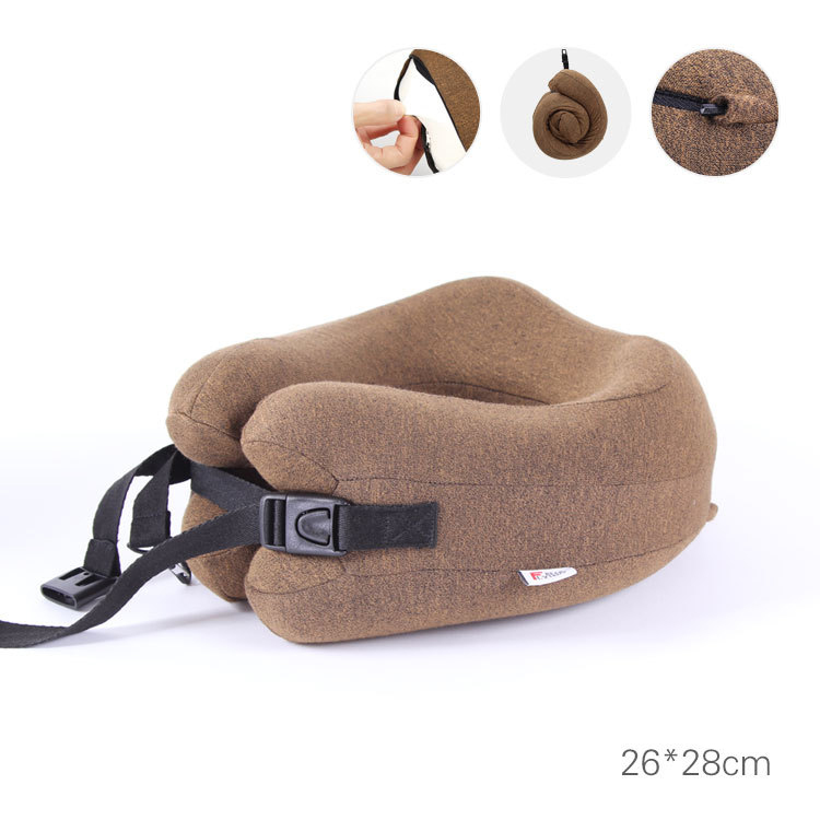 U-Vorm Magnetische Hoofdsteun 30X28 Cm Nekkussen Memory Foam Filler Met Eyemask Oordopje Travel Office Auto omhelzing Cervicale Kussen: Brown