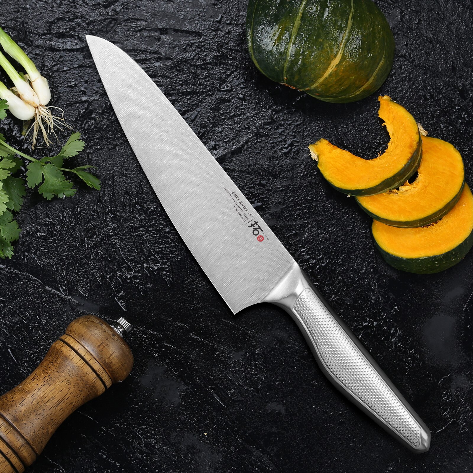 TURWHO Chef Knife 1 Piece Kitchen Knives German 1.4116 Stainless Steel Japanese Kiritsuke Santoku Cleaver Slicing Utility Knife