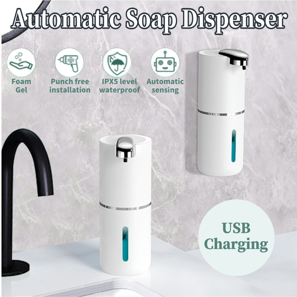 Automatisk tvålpump beröringsfri skum-/geltvålspump med 550/400/380ml usb-laddningsbar elektrisk för handtvätt i badrum