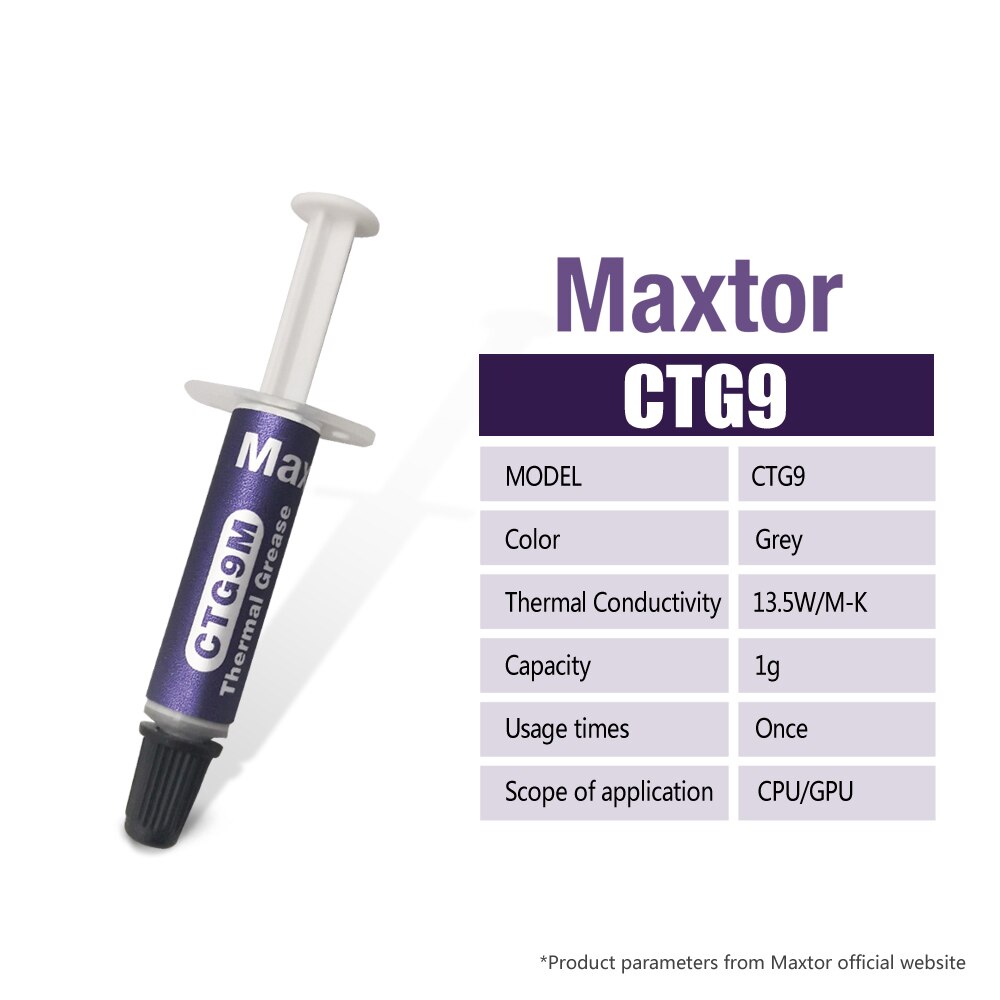 Maxtor-disipador térmico de pasta térmica CTG9 13,5 w/m-k, compuesto de alto rendimiento, grasa conductora, para CPU, GPU, Chipset, refrigeración de notebook