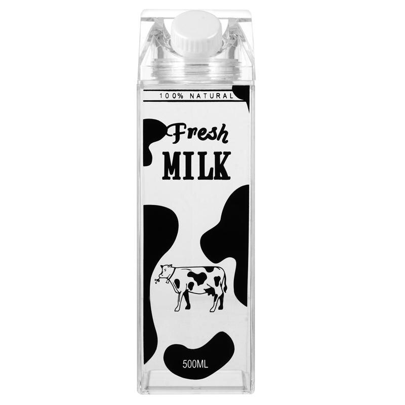 Fukamou Bouteille Lait Transparent Réutilisable 500 Ml Ou 1000 Ml – Design Carré Étanchéité Parfaite Pour Jus, Lait, Smoothies & Eau