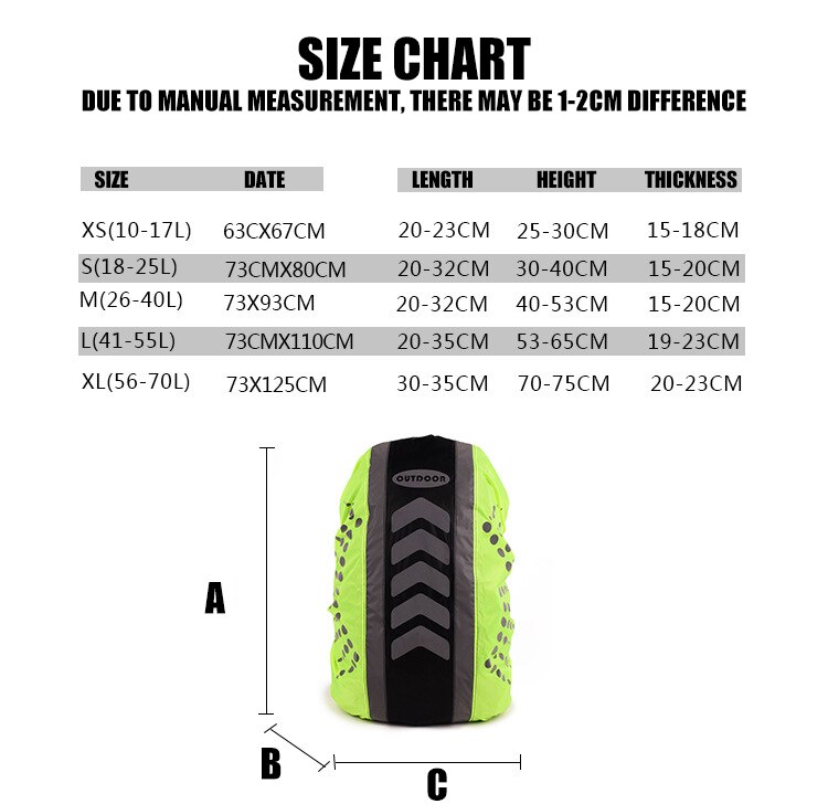 Reflective 20-55L Waterproof Bag Rain Cover Backpack Cover Outdoor Travel Camping Dustproof Rainproof Covers Cycling Backpack