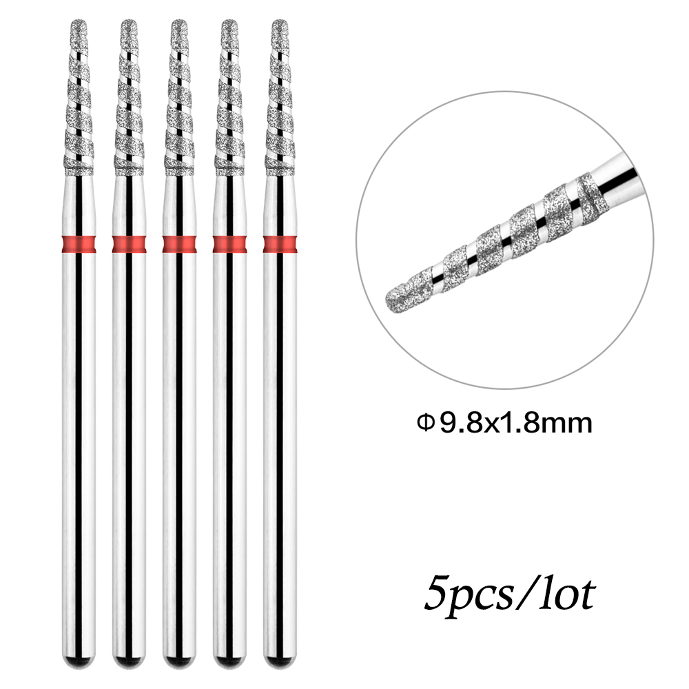 5 unids/lote brocas de diamante para uñas Tornado llama cutícula broca Pro brocas de archivo eléctrico ruso para manicura y pedicura de uñas 3/32'': Verde claro