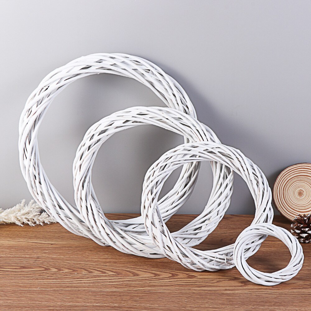 10-30Cm Kerst Rotan Ring Krans Rieten Witte Krans Krans Rieten Ornamenten Bruiloft Kransen Krans Opknoping Party Decor