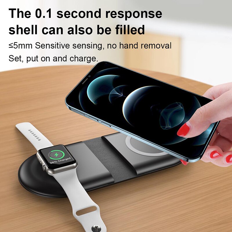3 in1 wireless chargers for iphone 13, 12 11 , x, xs max, xr, apple watch 7 5 4 3 airpods pro, fast charging stand for samsung  s20