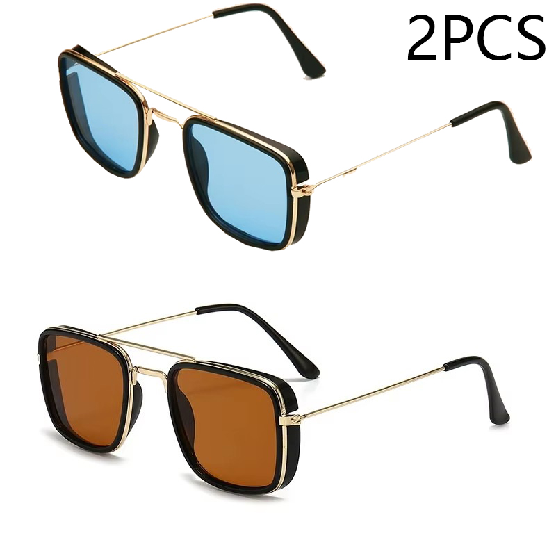 Sunglasses European and American Metal Small Square Frame Korean Version Glasses Retro Square Sunglasses UV Protection: MULTI