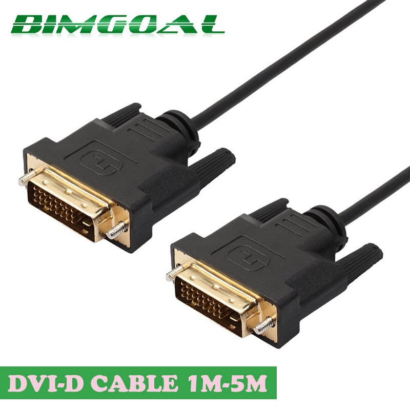 Vergulde High Speed DVI naar DVI Kabel Adapter 0.5M 1M 2M 3M 5M 24 + 1 pin DVI-D KABEL dvi Ondersteunt 3D 1080P