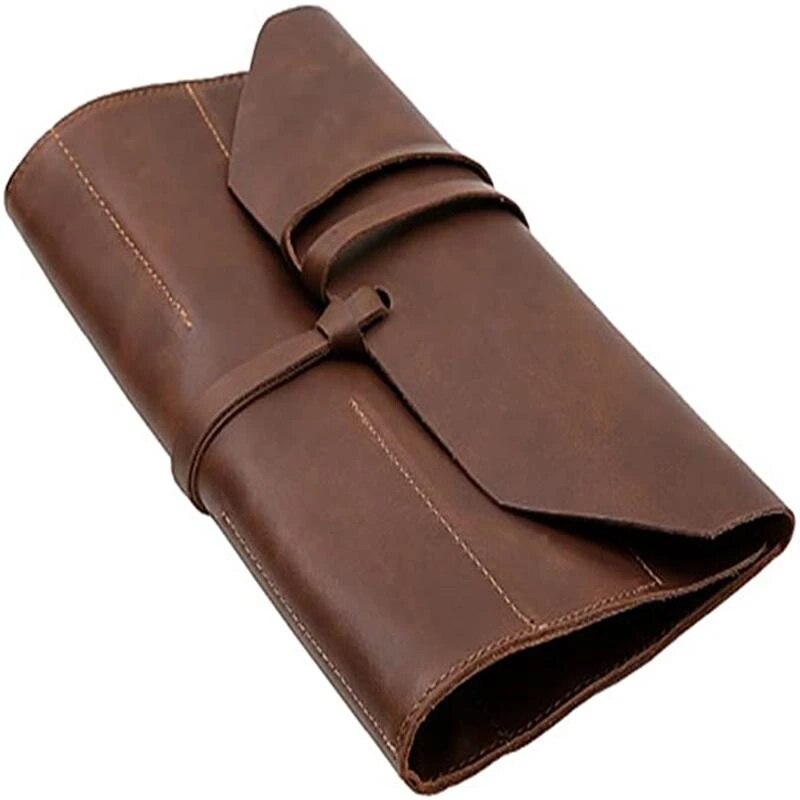 Multi Pocket PVC Tool Roll Up Bag Multifunctional Toolkit Brown Wrench Roll Pouch Tool Zipper Carrier Tote Storage Bags