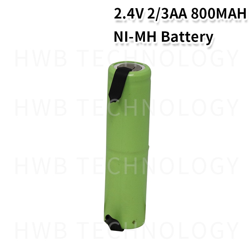 1 stks/partij NI-MH 2/3AA 800MAH 2.4V batterij elektrische scheermes batterij pack