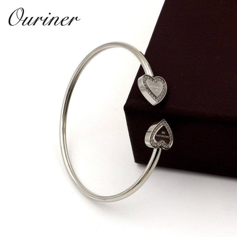 Mærke kvinder smykker rustfrit stål armbånd & armring til kvinder guldfarvet forever love tag armbånd  k0097: Forsølvede