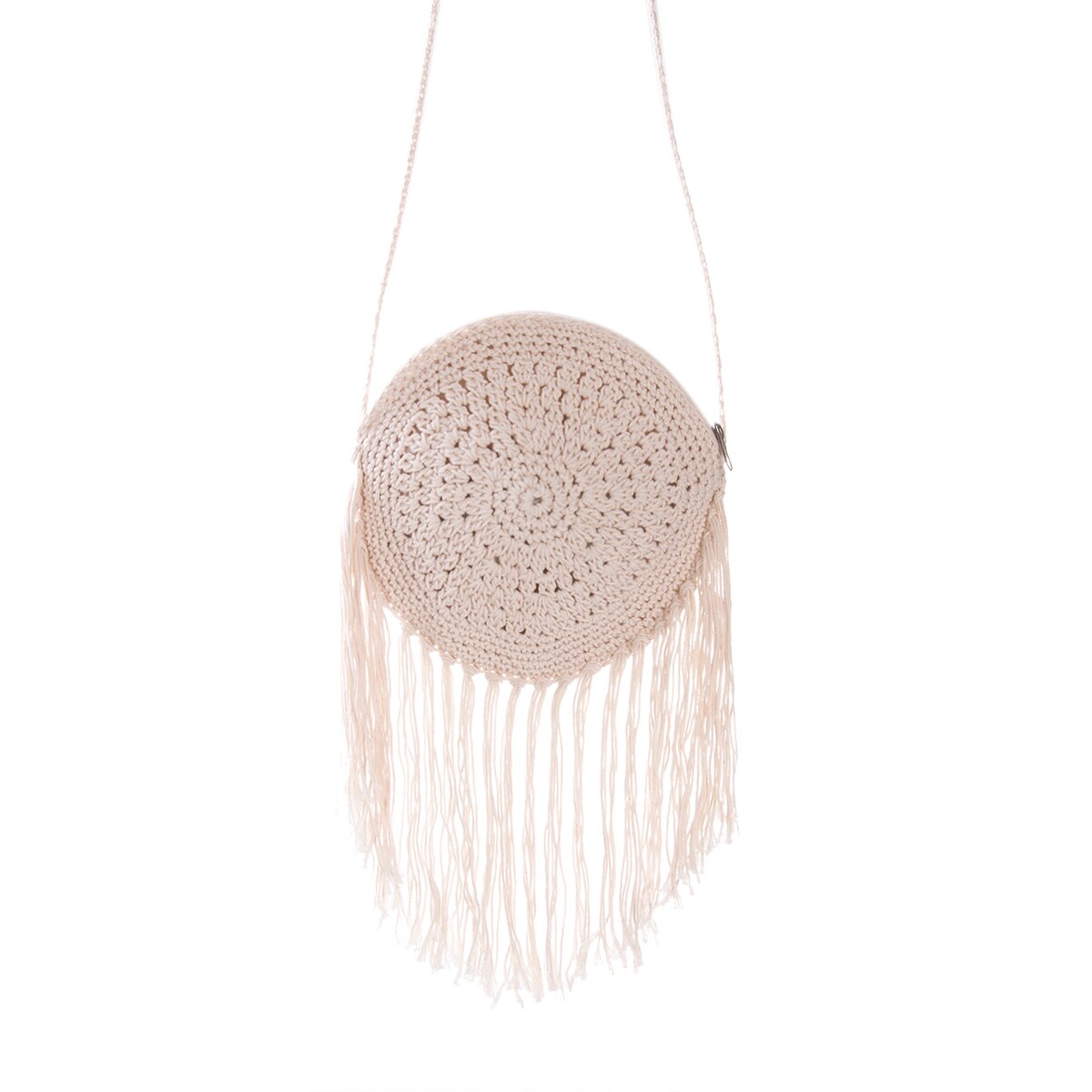 Zomer bohemien stro tas dames handtas kwastje handgeweven rotan tas strandtas: Wit