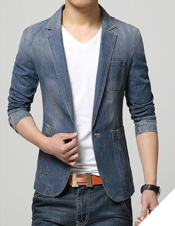 Blazer Brand Men Blazer Men Trend Denim Suits Casual Suit Jean Jacket Men Slim Fit Denim Jacket