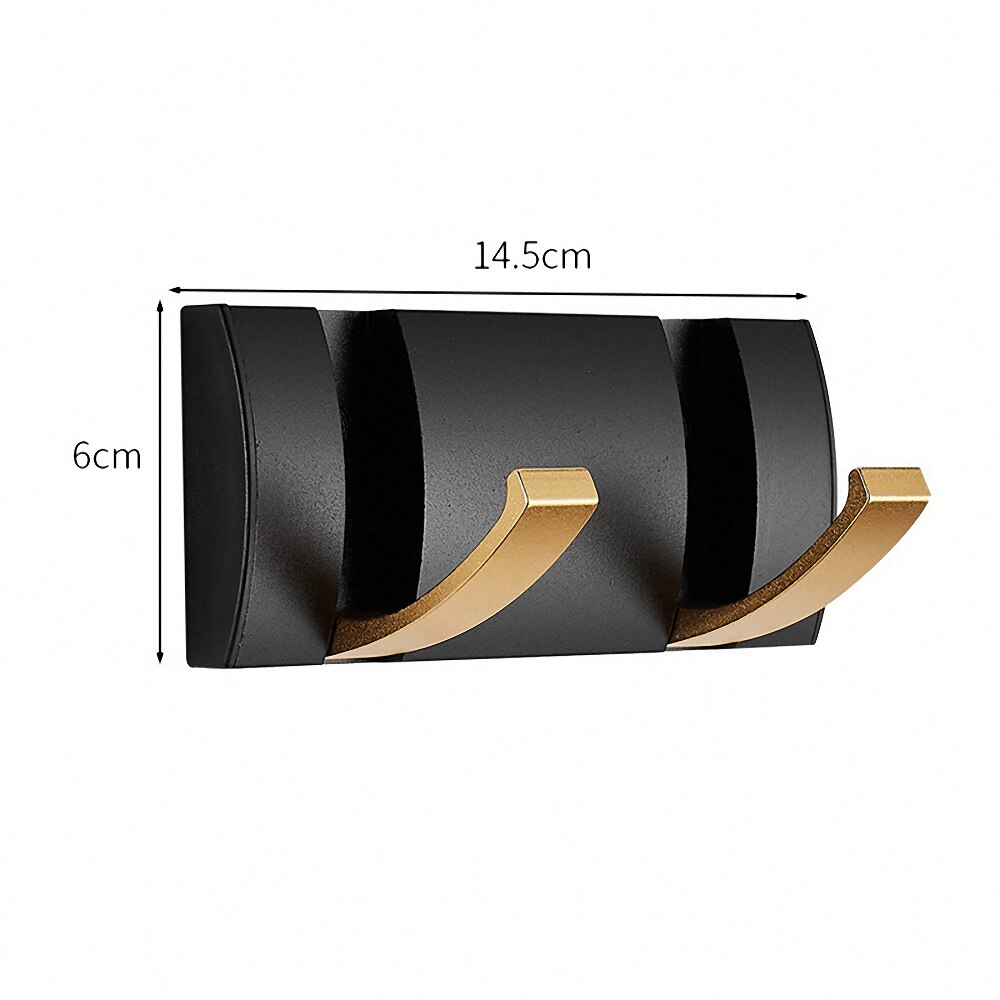 Black Golden Robe Hooks Foldable Wall Hooks Coat Clothes Hanger Towel Hanger Nail Free Installation Bathroom Organization: 2 Hooks