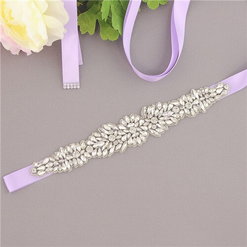 ZMS334 Hochzeit Gürtel Strass Gürtel Brautjungfer Gürtel Braut Gürtel Frauen Schärpe Gürtel Hochzeit Zubehör Gürtel für Abendkleider: Lavendel