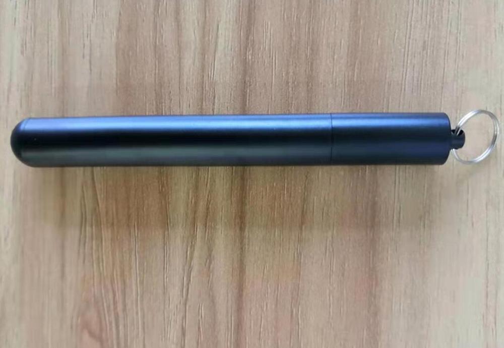 Metal Reusable Collapsible Foldable Straw with Case Keychain Stainless Steel Metallic Portable Telescopic Drinking Straw: Black