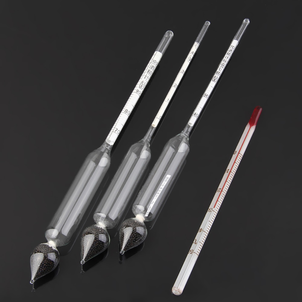 Kkmoon Alcohol Testers Meter 3Pcs Een Set 0-100% Kit Hydrometer Concentratie Meter Alcoholmeter Voor Alcohol Analyze