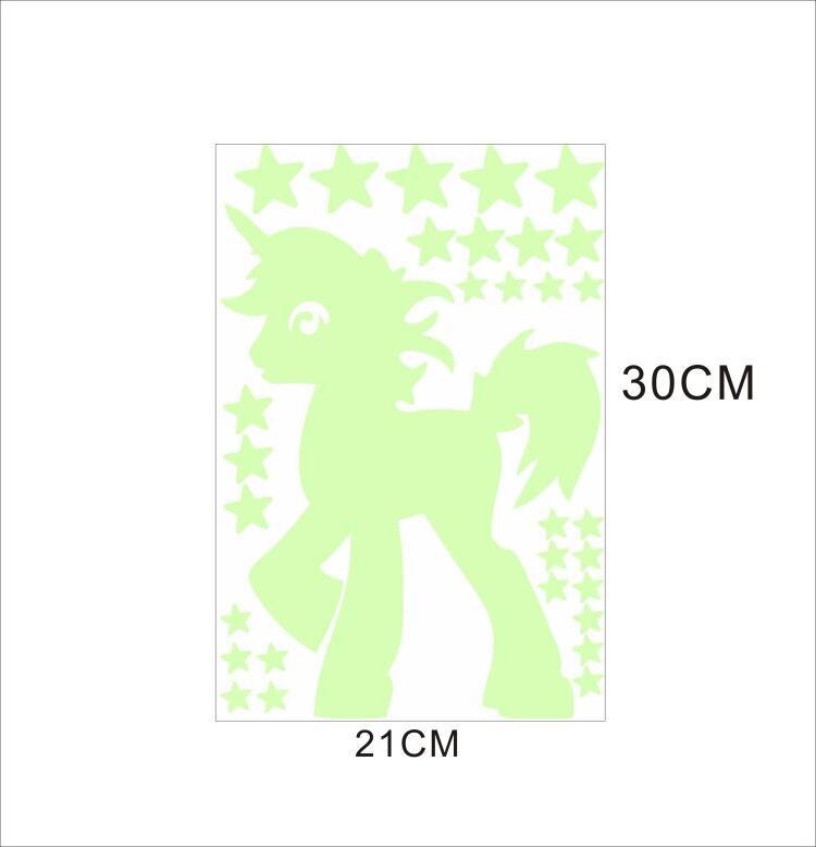 Lichtgevende Stickers Cartoon Eenhoorn Paard Ster Patroon Creatieve Gesneden Fluorescerende Sticker Glow In The Dark Speelgoed: 3